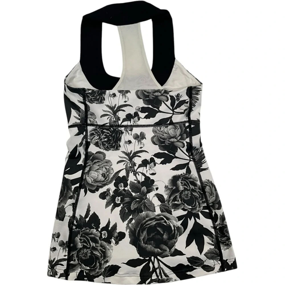 Lululemon Push Ur Limits Tank‎ Brisk Bloom Black White / Black W1E69S Size 4